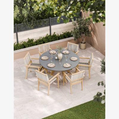 Marks & Spencer Royalcraft Luna 6 Seater Dining Set with Roma Stacking Chairs - Cream Mix, Cream Mix
