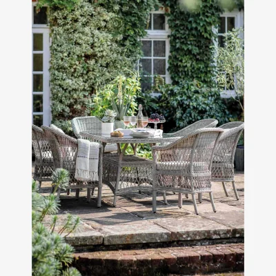 Marks & Spencer Gallery Direct Menton 6 Seater Oval Garden Table and Chairs Grey