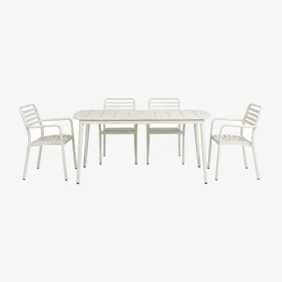 Nordic Nest 1898 Marsala dining table 152x90 cm + Messina armchair 4 pcs Off white