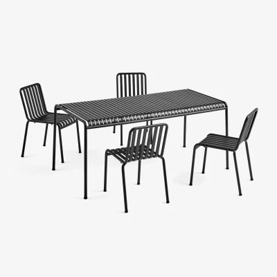 Nordic Nest HAY Palissade dining set 4 chairs 170x90 cm - Anthracite