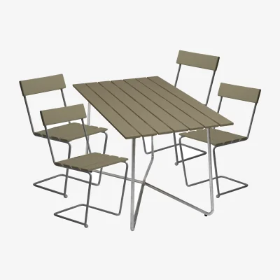 Nordic Nest Grythyttan Stålmöbler Grythyttan dining set B25A + 4 pcs Chair 1 light green