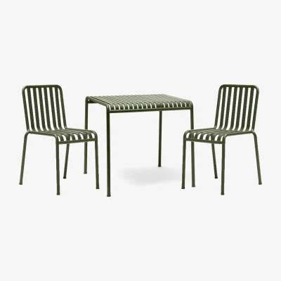 Nordic Nest HAY Palissade dining set 2 chairs 82.5x90 cm olive