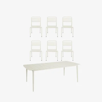 Nordic Nest 1898 Marsala dining table 208x100 cm + Messina chair 6 pcs Off white