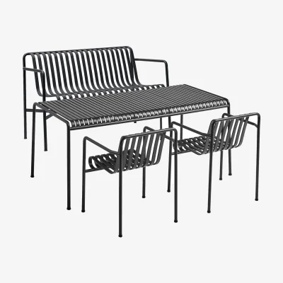 Nordic Nest HAY Palissade dining set 2 dining armchairs + bench 170x90 cm anthracite