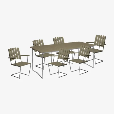 Nordic Nest Grythyttan Stålmöbler Grythyttan dining set B31 170 + 6 pcs A2 light green