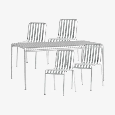 Nordic Nest HAY Palissade dining set 4 chairs 170x90 cm galvanized