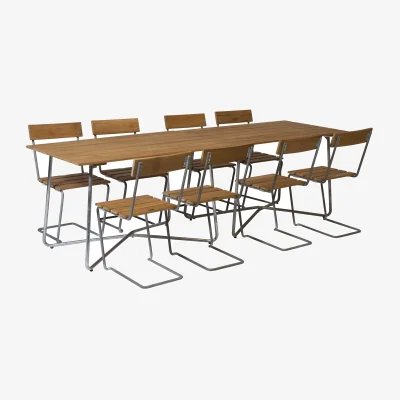 Nordic Nest Grythyttan Stålmöbler Grythyttan dining set 2pcs B25A + 8pcs Chair 1 teak