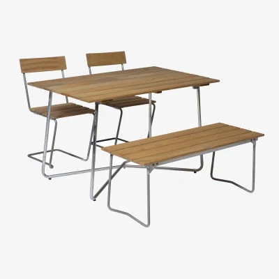Nordic Nest Grythyttan Stålmöbler Grythyttan dining set B25A + 2 pcs Chair 1 + Bench 8 oiled oak