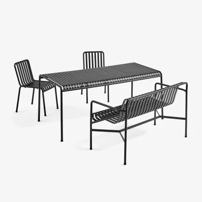 Nordic Nest HAY Palissade dining set 2 chairs + bench 170x90 cm - Anthracite