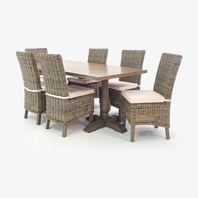 Out & Out Original Balmoral High Back Rectangular Rattan Dining Set – Natural- 6 Seater