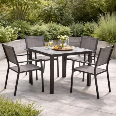 Pagazzi Adrano 4 Seat Polywood Alu Square Collection Stacking