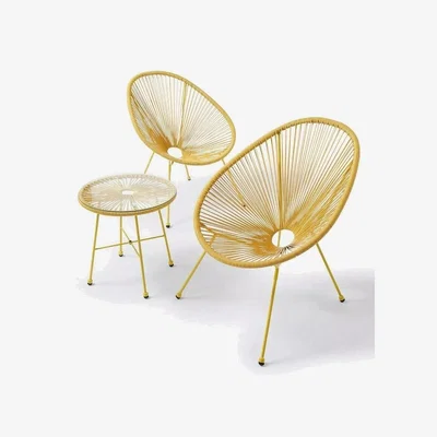The Range Salsa Green 2 Seater Rope Design Bistro Set - ochre