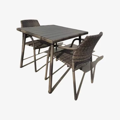 The Range Patio Dining Set Outdoor Table  Stackable Chairs Set - Brown