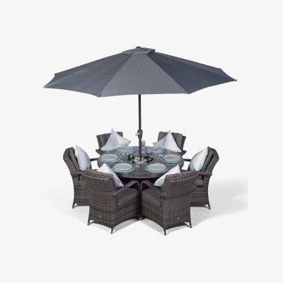 The Range Arizona Round 6 Seater Patio Dining Set with Ice Bucket Drinks Cooler - Grey