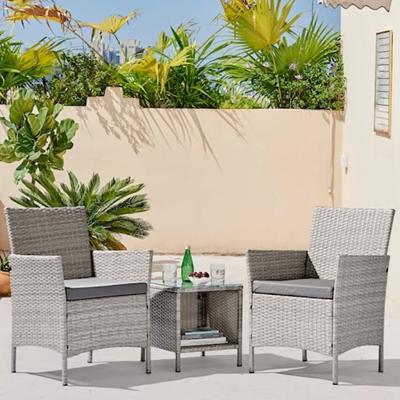 The Range 2 Seat Bistro Set with Low Drinks Table - Grey
