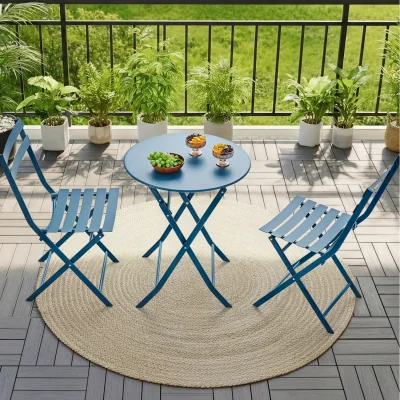 The Range Yaheetech Set of 3 Outdoor Foldable Bistro Set - Blue