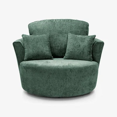 The Range Harriet Crushed Chenille Swivel Chair  - Rifle Green