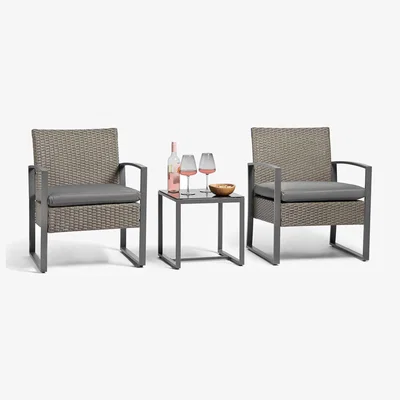 The Range 2 Seater Garden Bistro Set for Outdoor Patio and Terrace - Grey