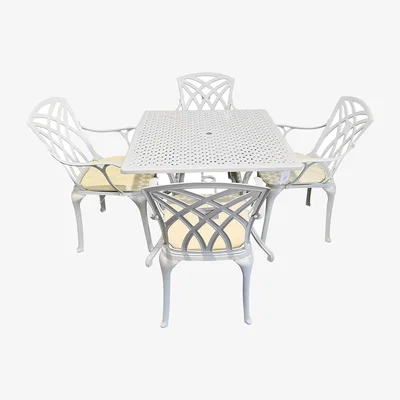 The Range Signature Chirk Cast Aluminium 4 Seater Outdoor Dining Set - White