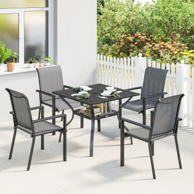 The Range Outsunny 5 Pieces Outdoor Dining Set for 4, Patio Furniture Set - Grey