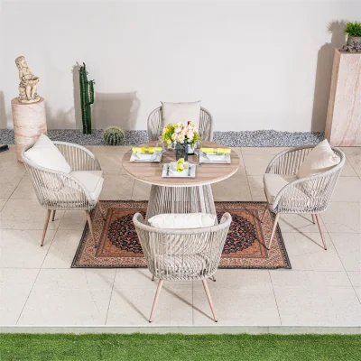 The Range Abrihome 4-Seater Round Garden Dining Set Grey - Grey