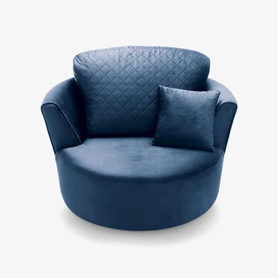 The Range Chicago Velvet Swivel Chair - Dark Blue