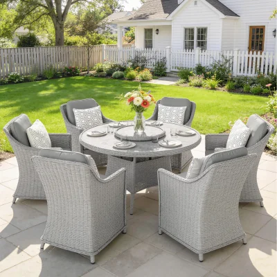 The Range Outsunny Garden Dining Set with Turntable - Grey