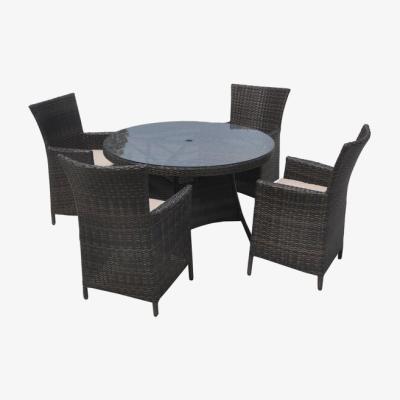The Range 5 Piece Rattan Dining Garden Set with Cushion - Brown / 41kg