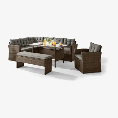 The Range Marbella Brown Rattan 9 Seat Outdoor Garden Dining Set - Brown