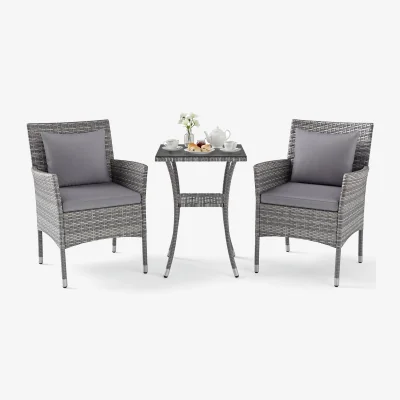 The Range 3-Piece Wicker Patio Bistro Set - Grey