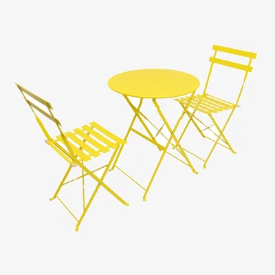 The Range Set of 3 Durable Garden Table Chair - Yellow