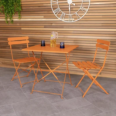 The Range Square Metal Bistro Set  - Orange