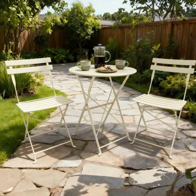 The Range Clifton 3 Piece Folding Metal Bistro Set - Cream