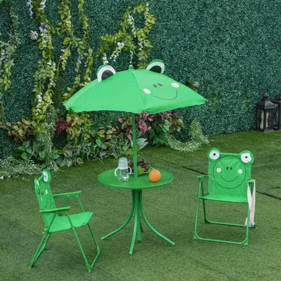 The Range Kids Folding Picnic Table and Chair Set  - Green