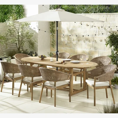 The Range Hamburg  Asa Extending Table  8 Chair Garden Dining Set - Natural