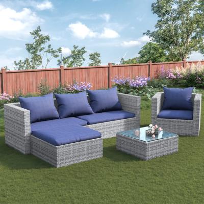 The Range 5 Seat Rattan Modular Corner Sofa Set - Grey