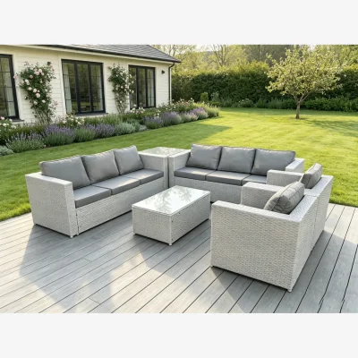 The Range 6 PC Light Grey Outdoor PE Rattan Garden Furniture Set - Light Grey Mixed