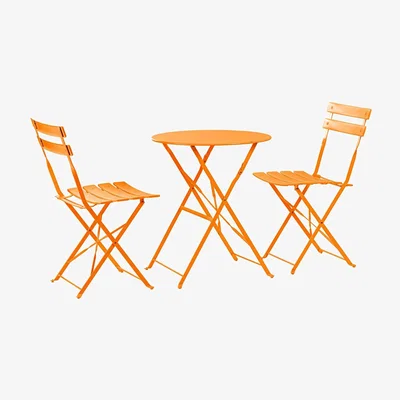 The Range 2 Seater Garden Bistro Dining Table and Chair Set - Round - Orange