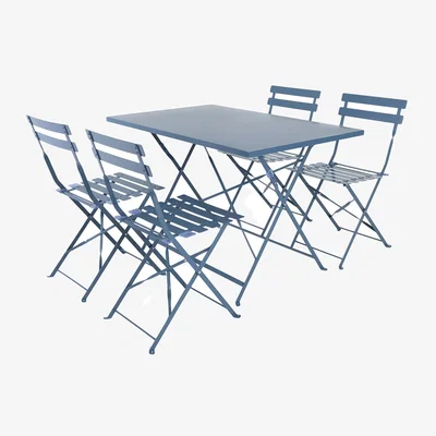 The Range 4 Seater Rectangular Folding Dining Set - Blue