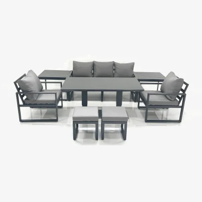 The Range Fimous 7pc Outdoor Aluminium Garden Set with Adjustable Glass Table Dark Grey - Dark Grey
