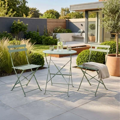 The Range Padstow Folding Bistro Set - Moss