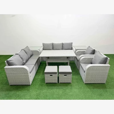 The Range Fimous 10-Seater PE Rattan Patio Dining & Lounge Set Light Grey - Light Grey