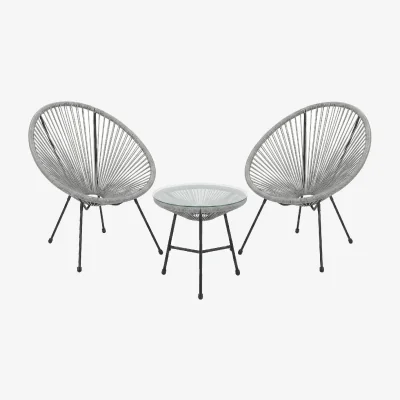 The Range Alivio 2 Seater Acapulco Style Bistro Set with Glass Top Table