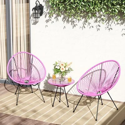 The Range Garden Woven Basket Patio Furniture Set - Pink
