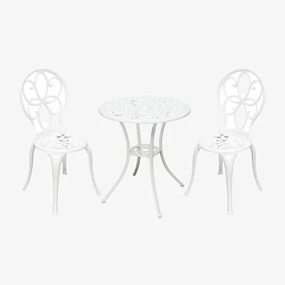 The Range Rayleigh Cast Aluminium Bistro Set - White