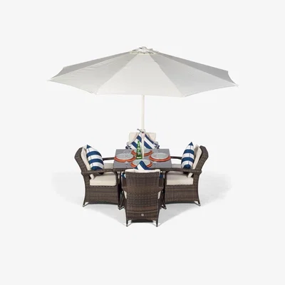 The Range Arizona Square 4 Seater Rattan Patio Dining Set - Brown