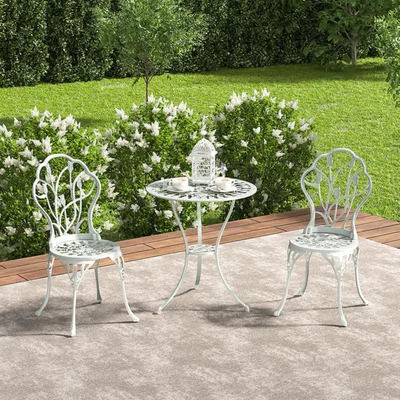 The Range 3 Piece Rose Design Bistro Table Chair Set - White / Rose