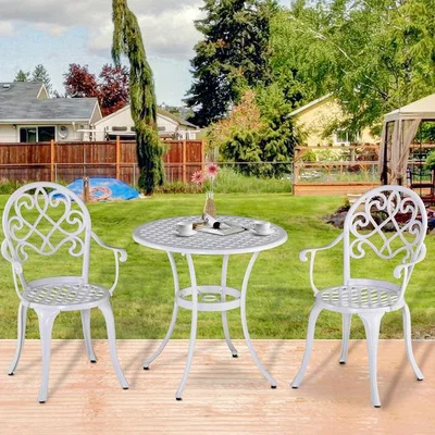 The Range Outsunny Garden Table Bistro Set - White
