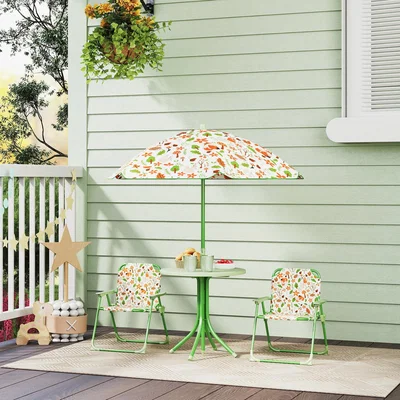 The Range AIYAPLAY 4 Pieces Kids Garden Table and Chair Set - Green