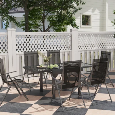The Range Outsunny 7 Piece Outdoor Dining Set for Patio Balcony Deck - Black